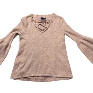 American Eagle: XS Dusty Rose/Pink Long Sleeve Sweater Lattice Detail at Neck